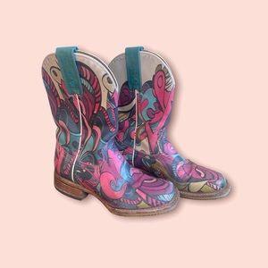TIN HAUL - Rare Mardi Gras Cowgirl Boots - Kids Size 3